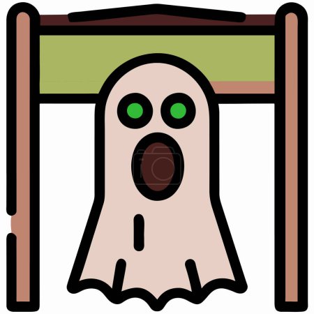 Illustration for Vector isolated ghost under white sheet, Halloween objects, icon - Royalty Free Image