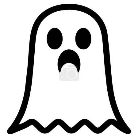 Téléchargez les illustrations : Vecteur fantôme isolé sous feuille blanche, objets Halloween, icône - en licence libre de droit