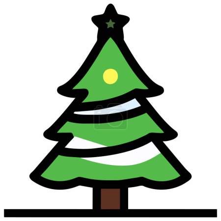 Ilustración de El icono del árbol de Navidad cubierto de nieve - Imagen libre de derechos