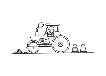 Illustration for Hand drawn color children construction set of road roller machine by wordspotrayal - Royalty Free Image