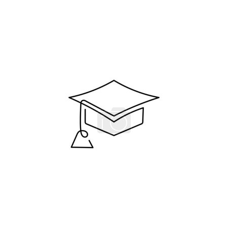 Bouchon de graduation en ligne continue. une illustration minimaliste d'icône vectorielle de logo de monoline de ligne de chapeau de graduation