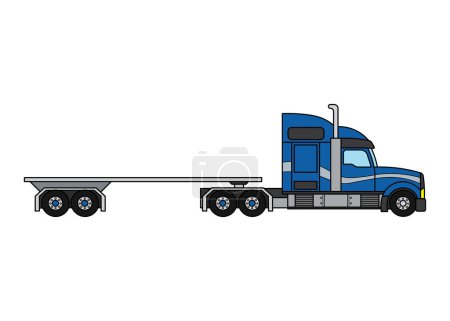 Téléchargez les illustrations : Illustration vectorielle couleur enfants construction bas lit remorque camion - en licence libre de droit