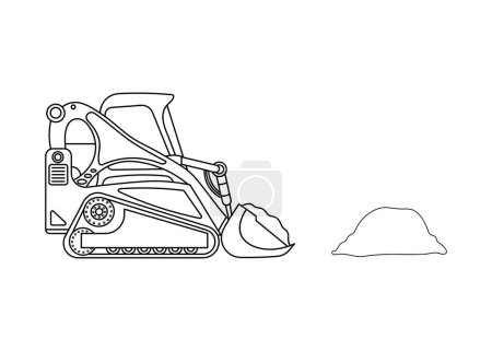 Illustration for Hand drawn Vector illustration color children construction compact track loader (CTL) - Royalty Free Image