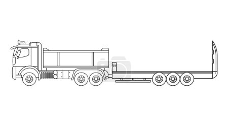Ilustración de Dibujado a mano Vector ilustración color niños construcción semi plana camión remolque clip arte - Imagen libre de derechos