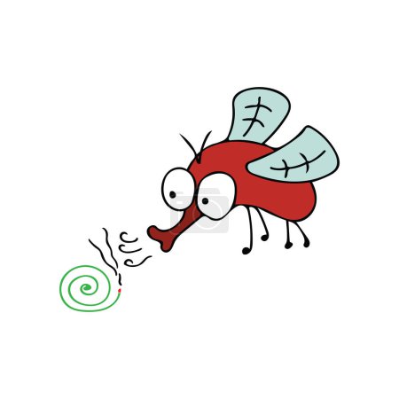Ilustración de Niños dibujo divertido Mosquito con bobina de mosquitos Dibujos animados animal Mascota carácter Vector ilustración color niños dibujos animados clipart - Imagen libre de derechos