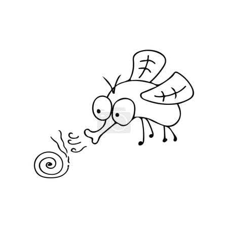 Ilustración de Dibujado a mano niños dibujo divertido Mosquito con bobina de mosquitos Dibujos animados animal mascota carácter Vector ilustración color niños dibujos animados clipart - Imagen libre de derechos
