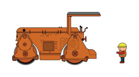 Illustration for Vector illustration color children construction vintage road roller construction machine clipart by wordspotrayal - Royalty Free Image