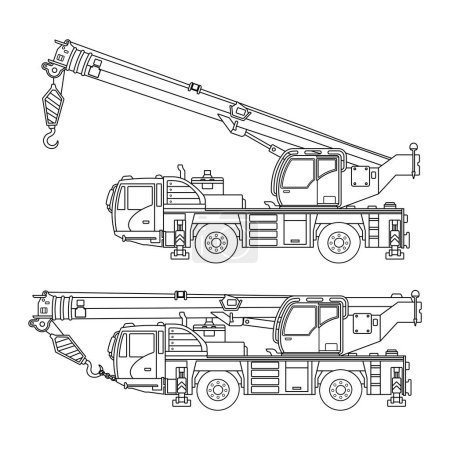 Illustration for Hand drawn Vector illustration color children construction truck mounted crane construction machine clipart by wordspotrayal - Royalty Free Image