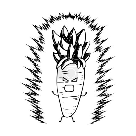 Illustration for Hand drawn vector illustration funny carrot cosplay dragon ball z kakarot Mascot Character children cartoon clipart by wordspotrayal - Royalty Free Image