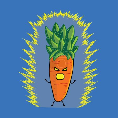 Illustration for Vector illustration funny carrot cosplay dragon ball z kakarot Mascot Character children cartoon clipart by wordspotrayal - Royalty Free Image