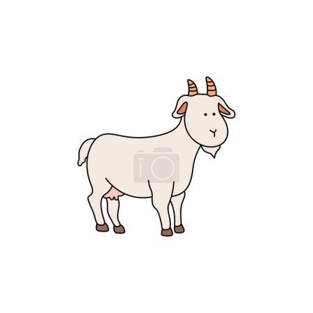 Illustration for Kids drawing Cartoon Vector illustration cute goat male icon Isolated on White Background - Royalty Free Image