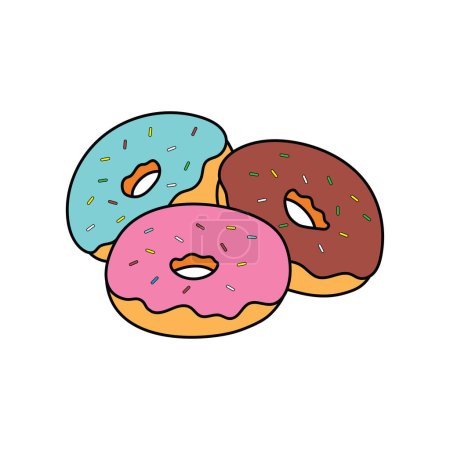 Kinder zeichnen Cartoon Vector Illustration Donuts Symbol Isoliert auf weißem Hintergrund