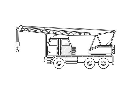 Illustration for Hand drawn color children construction mounted crane truck construction vehicle clipart - Royalty Free Image