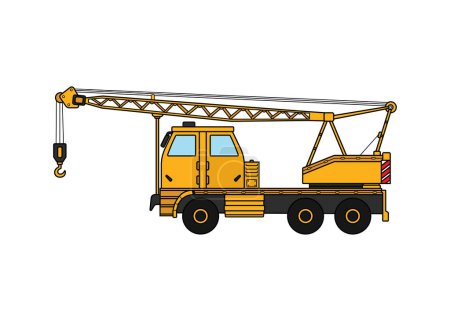 Illustration for Vector illustration Hand drawn color children construction mounted crane truck construction vehicle clipart - Royalty Free Image