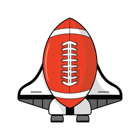 Niños dibujando dibujos animados Vector ilustración cohete rugby icono aislado sobre fondo blanco