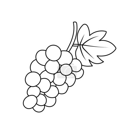 Téléchargez les illustrations : Dessin à la main Dessin pour enfants Dessin animé Illustration vectorielle raisin fruit icône Isolé sur fond blanc - en licence libre de droit