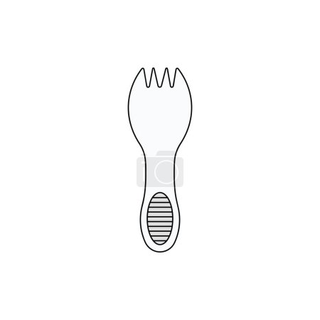 Illustration for Kids drawing Cartoon Vector illustration plastic spork Isolated in doodle style - Royalty Free Image