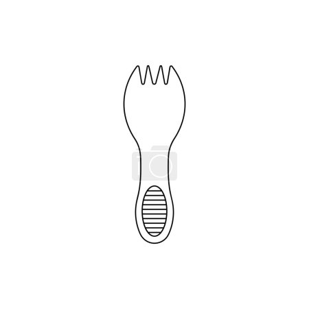 Illustration for Hand drawn Kids drawing Cartoon Vector illustration plastic spork Isolated in doodle style - Royalty Free Image