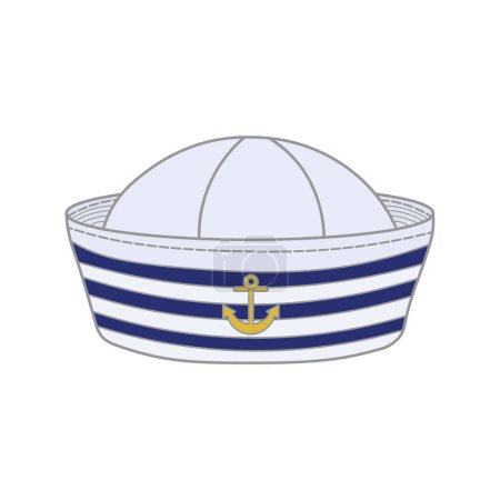 Illustration for Kids drawing Cartoon Vector illustration sailor hat Isolated on White Background - Royalty Free Image