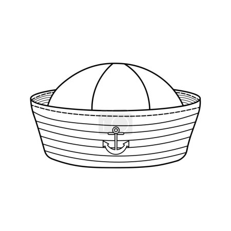 Illustration for Hand drawn Kids drawing Cartoon Vector illustration sailor hat Isolated on White Background - Royalty Free Image