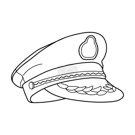 Illustration for Hand drawn Kids drawing Cartoon Vector illustration captain hat Isolated on White Background - Royalty Free Image