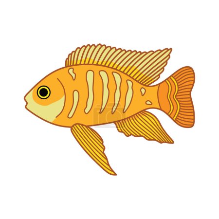 Illustration for Cartoon Vector illustration african cichlids fish icon Isolated on White Background - Royalty Free Image