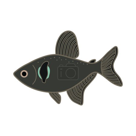 Illustration for Cartoon Vector illustration black phantom tetra fish icon Isolated on White Background - Royalty Free Image