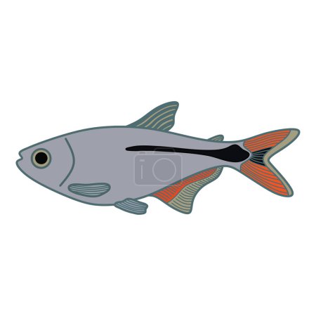 Illustration for Cartoon Vector illustration buenos aires tetra fish icon Isolated on White Background - Royalty Free Image