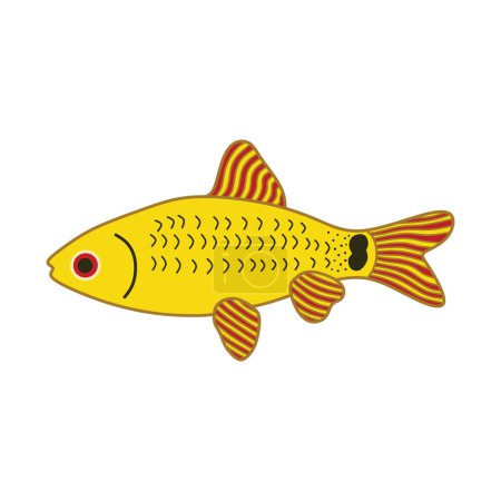 Ilustración de Ilustración de vectores de dibujos animados Icono de pescado de púas de chinise dorado aislado sobre fondo blanco - Imagen libre de derechos