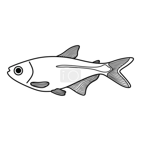Ilustración de Dibujos animados dibujados a mano Vector ilustración buenos aires tetra pescado icono Aislado sobre fondo blanco - Imagen libre de derechos