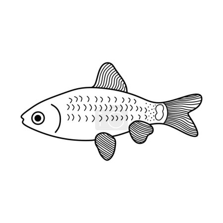 Téléchargez les illustrations : Dessin à la main dessin animé vectoriel illustration or chinise barbe poisson icône isolé sur fond blanc - en licence libre de droit