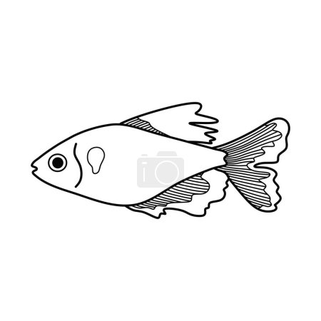 Ilustración de Dibujos animados dibujado a mano Vector ilustración serpiente tetra pescado icono Aislado sobre fondo blanco - Imagen libre de derechos