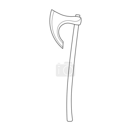 Illustration for Hand drawn Kids drawing Cartoon Vector illustration long axe icon Isolated on White Background - Royalty Free Image