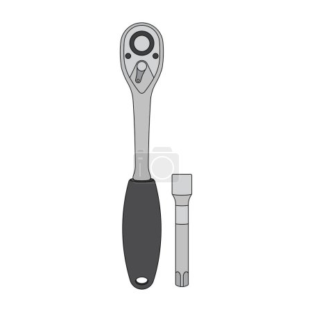 Illustration for Kids drawing Cartoon Vector illustration socket wrench icon Isolated on White Background - Royalty Free Image