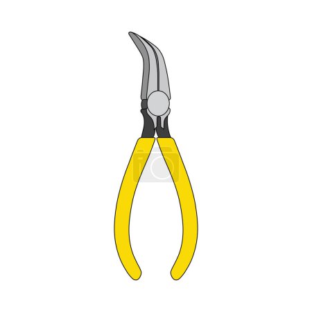 Kids drawing Cartoon Vector illustration curved nose pliers icon Isolated on White Background