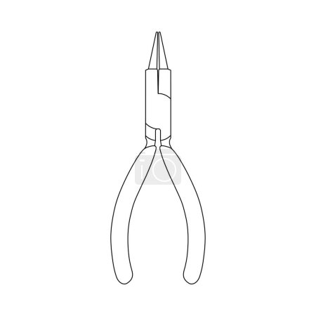 Illustration for Hand drawn Kids drawing Cartoon Vector illustration round nose pliers icon Isolated on White Background - Royalty Free Image