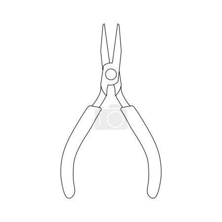 Dibujo dibujado a mano para niños Dibujos animados Icono de alicates de nariz plana de ilustración vectorial Aislado sobre fondo blanco