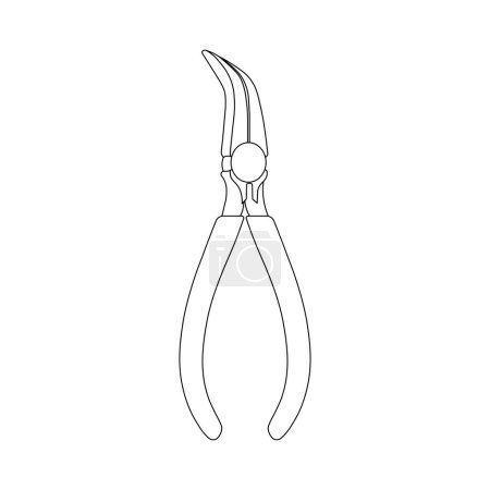 Illustration for Hand drawn Kids drawing Cartoon Vector illustration curved nose pliers icon Isolated on White Background - Royalty Free Image