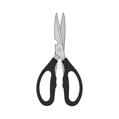 Kids drawing Cartoon Vector illustration multipurpose kitchen scissors Isolated in doodle style