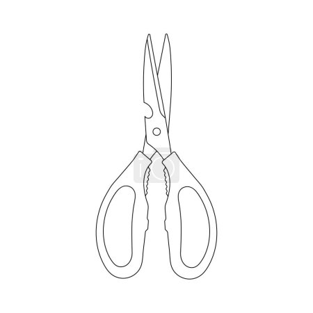 Illustration for Hand drawn Kids drawing Cartoon Vector illustration multipurpose kitchen scissors Isolated in doodle style - Royalty Free Image
