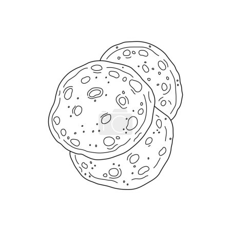 Téléchargez les illustrations : Icône naan dessinée à la main Illustration vectorielle de dessin animé Isolé sur fond blanc - en licence libre de droit