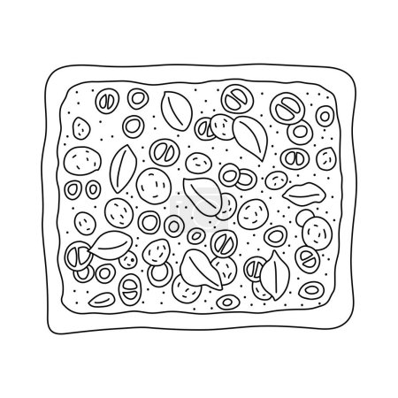 Hand drawn focaccia icon Cartoon Vector illustration Isolated on White Background