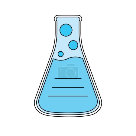 Illustration for Kids drawing Cartoon Vector illustration erlenmeyer flask, chemistry glassware icon Isolated on White Background - Royalty Free Image
