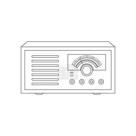 Illustration for Hand drawn Kids drawing cartoon Vector illustration retro portable radio icon Isolated on White - Royalty Free Image