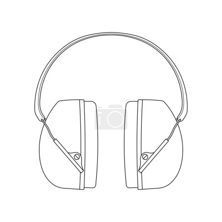 Dibujos animados dibujados a mano Icono de protección auditiva orejera ilustración vectorial Aislado en blanco