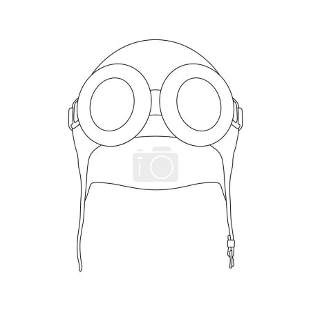 Illustration for Hand drawn kids drawing cartoon Vector illustration vintage pilot helmet icon Isolated on White - Royalty Free Image