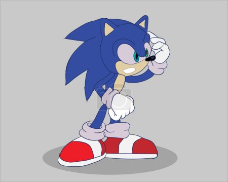 Illustration for Sonic Vector Illustration Movie Sean Capture Carton 3D Style Art - Royalty Free Image