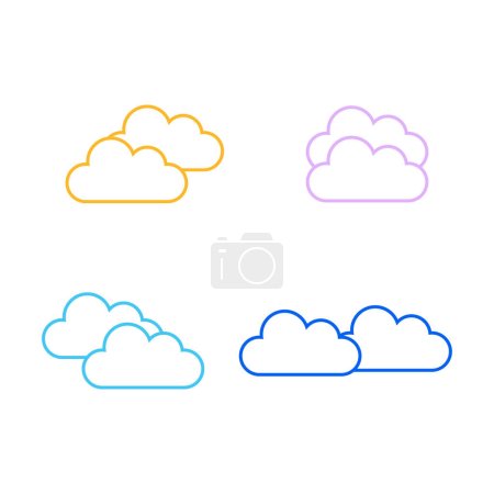 Téléchargez les illustrations : Ensemble d'icônes nuage plat vecteur de symbole Illustration. - en licence libre de droit