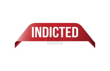 Red banner Indicted on white background.