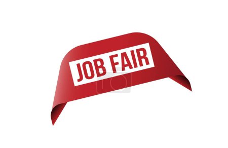 Illustration for Job Fair red ribbon label banner. - Royalty Free Image